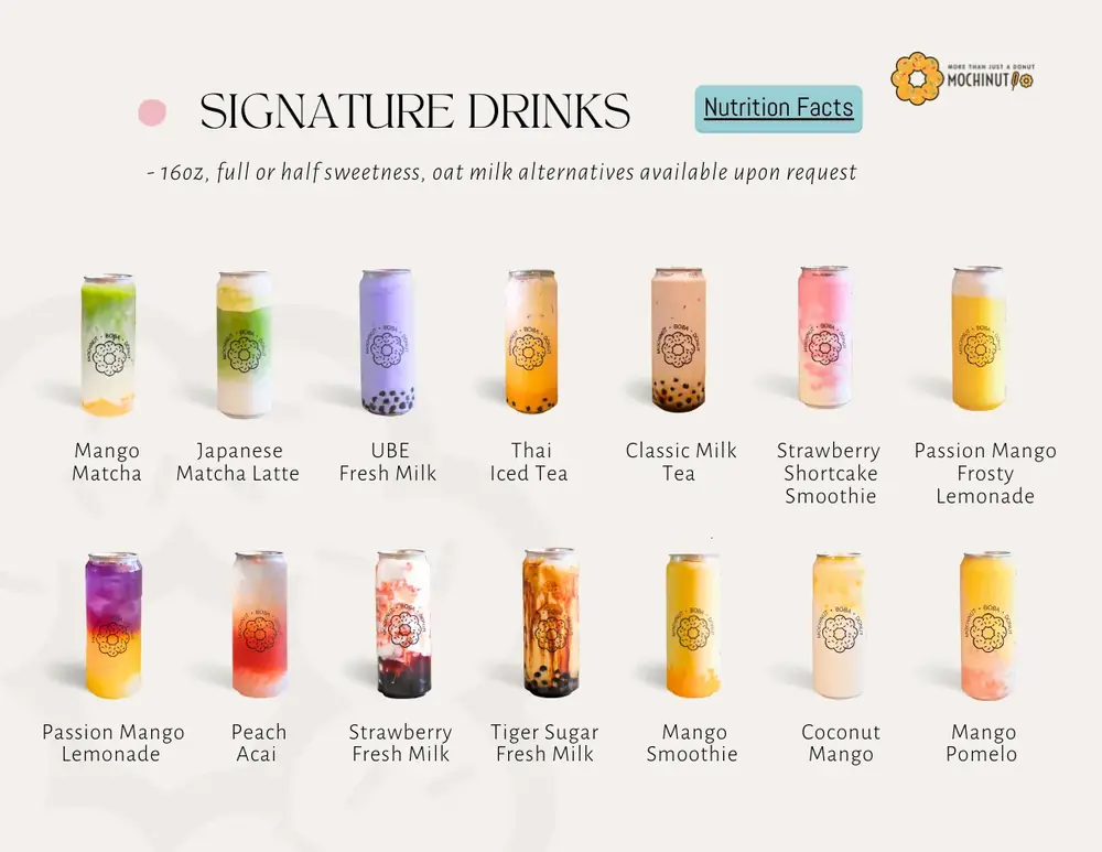 Catering menu page: Signature drinks