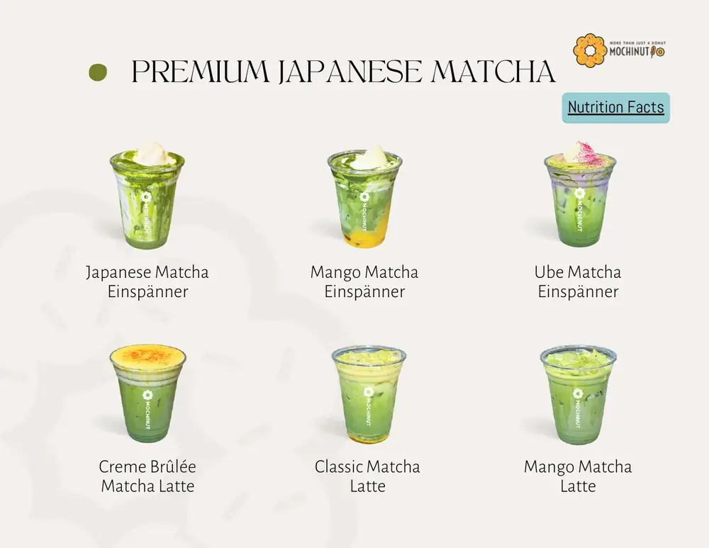 Catering menu page: Premium Japanese matcha