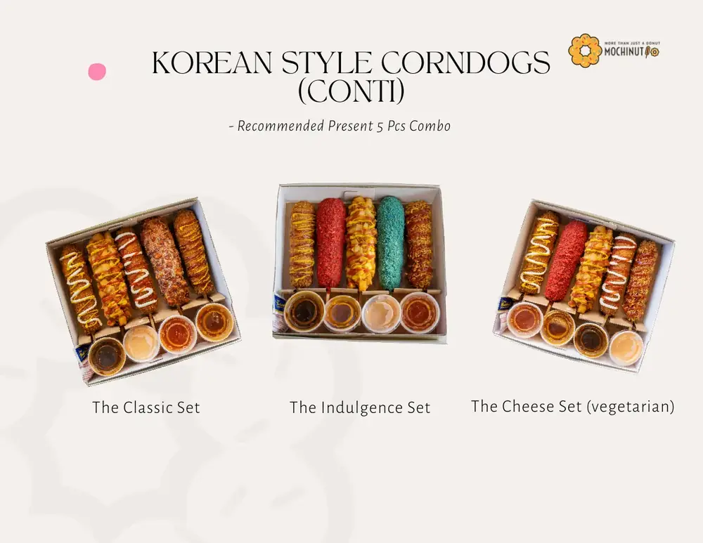 Catering menu page: Korean rice dog sets