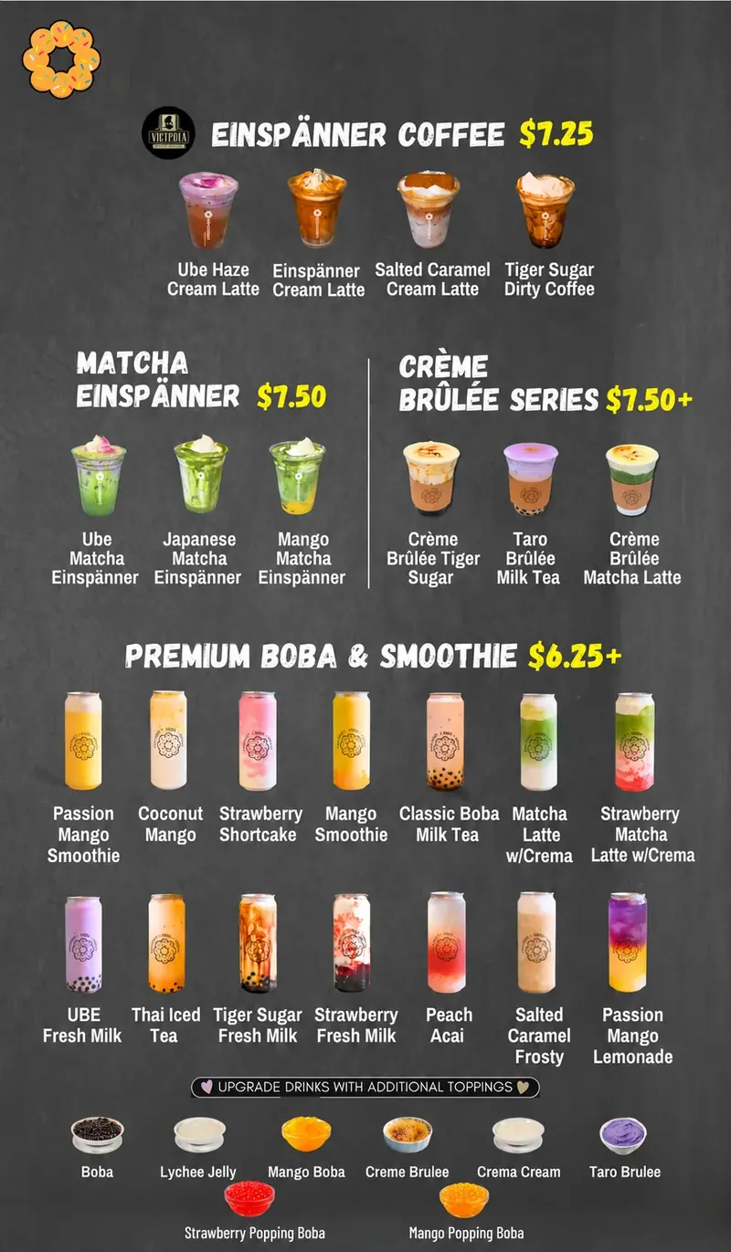 Mochinut Cedar Park drink menu board