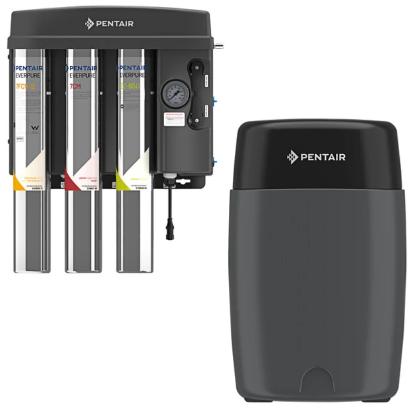Everpure EZ-RO reverse osmosis system with its filter cartridges and storage tank